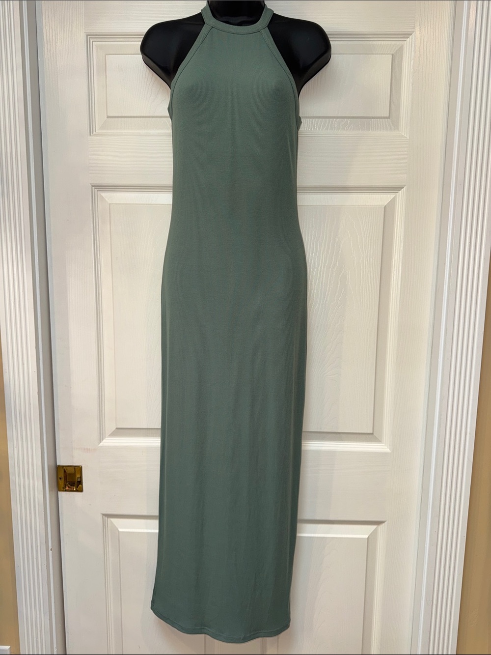 Yamamay NWOT Ribbed Sleeveless Halter Maxi Dress in Sage Green